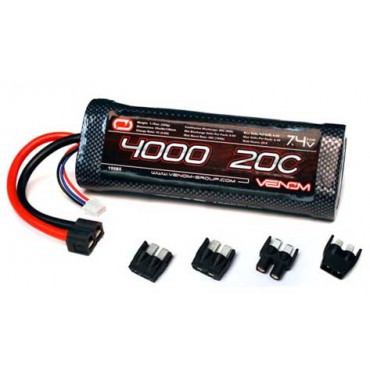 BATERIA LIPO 7.4V 2S 4000MAH 20/40C HARD CASE ROAR VENOM COM SISTEMA UNIVERSAL DE PLUG BV 15085